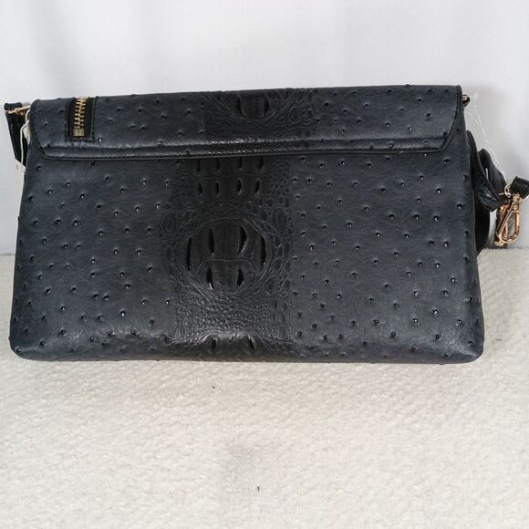 LE MIEL Vegan Leather Adjustable Crossbody Clutch Purse Dark Gray NEW - Picture 12 of 16